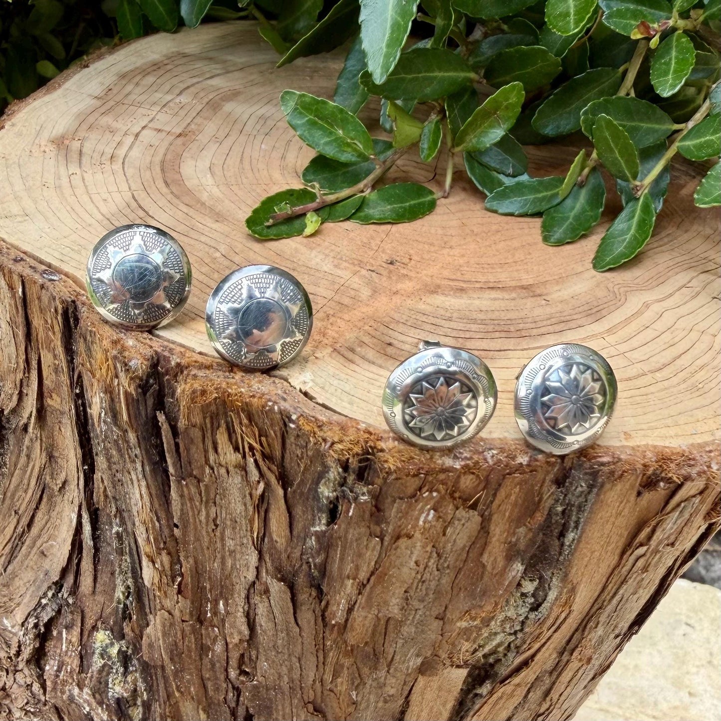 11mm Sterling Silver Stud Earrings • Sunflower • Star •Concho Posts