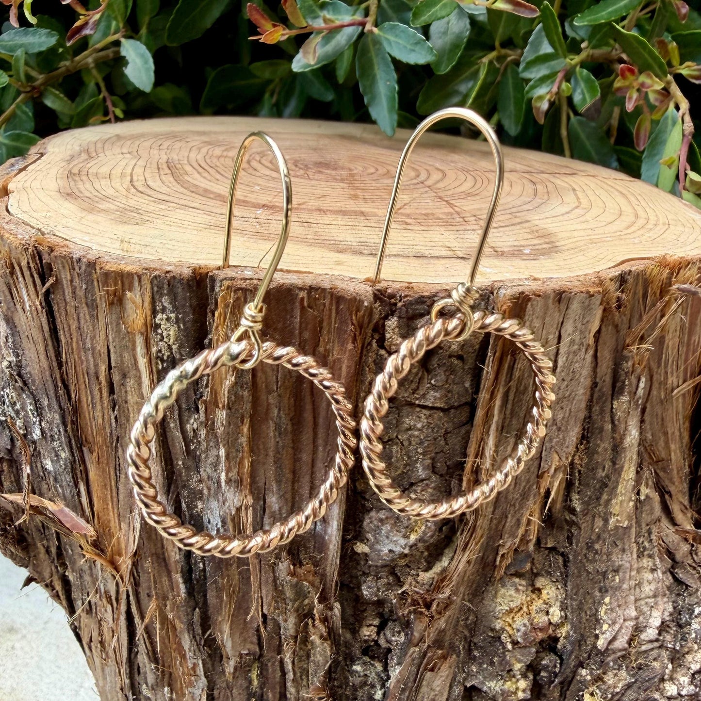 14k Gold Filled Circle Hoop Dangle Earrings • Sterling Silver Hoops