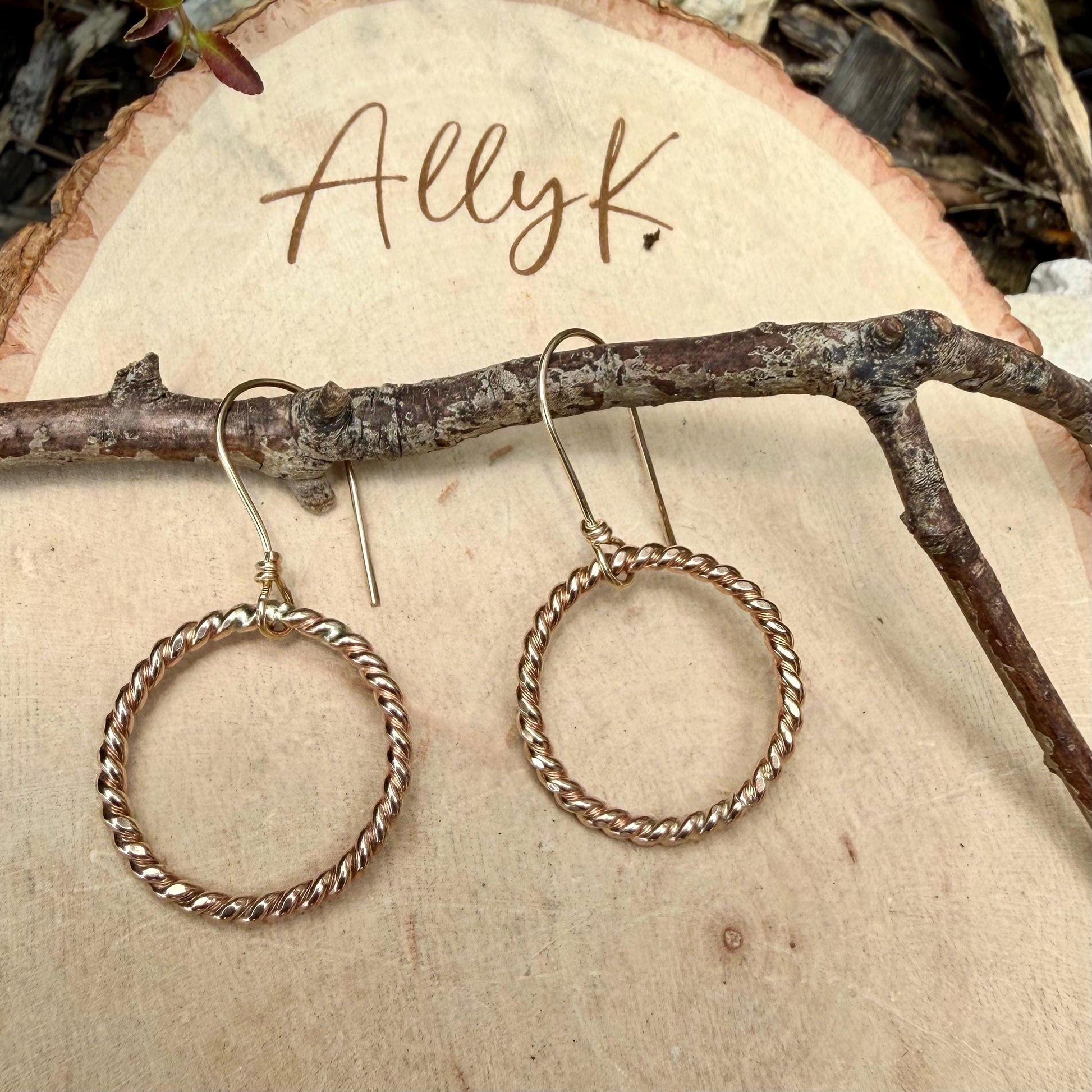 14k Gold Filled Circle Hoop Dangle Earrings • Sterling Silver Hoops