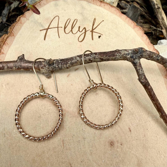 14k Gold Filled Circle Hoop Dangle Earrings • Sterling Silver Hoops