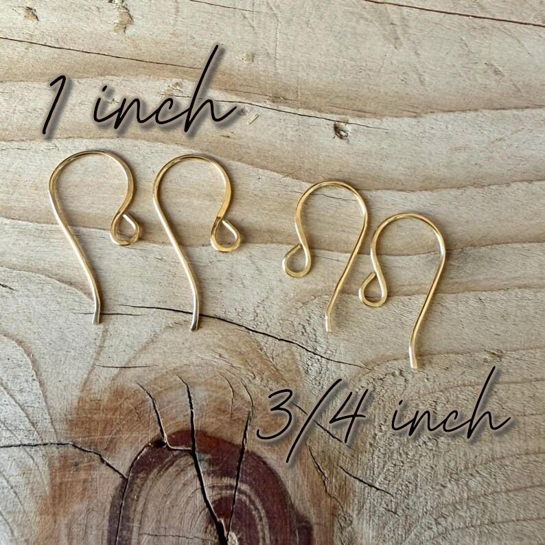 20g 14k Gold‑Filled French Hook Ear Wires • 3/4 or 1 Inch • Hand‑Forged