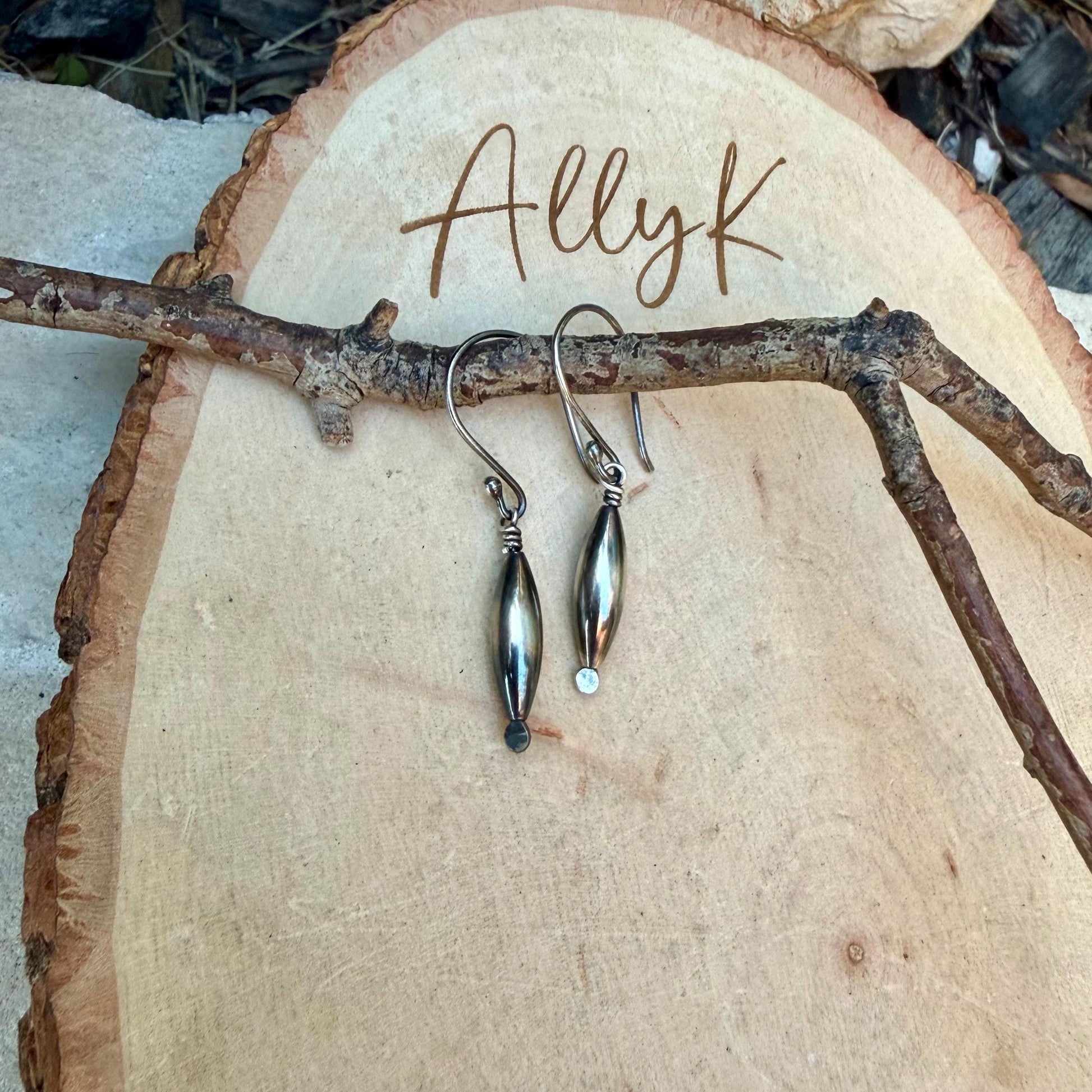 Desert Pearl Dangle Earrings, Sterling Silver Torpedo Drop Earrings
