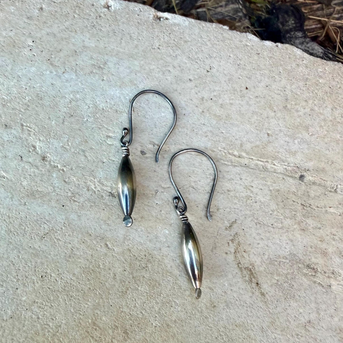 Desert Pearl Dangle Earrings, Sterling Silver Torpedo Drop Earrings