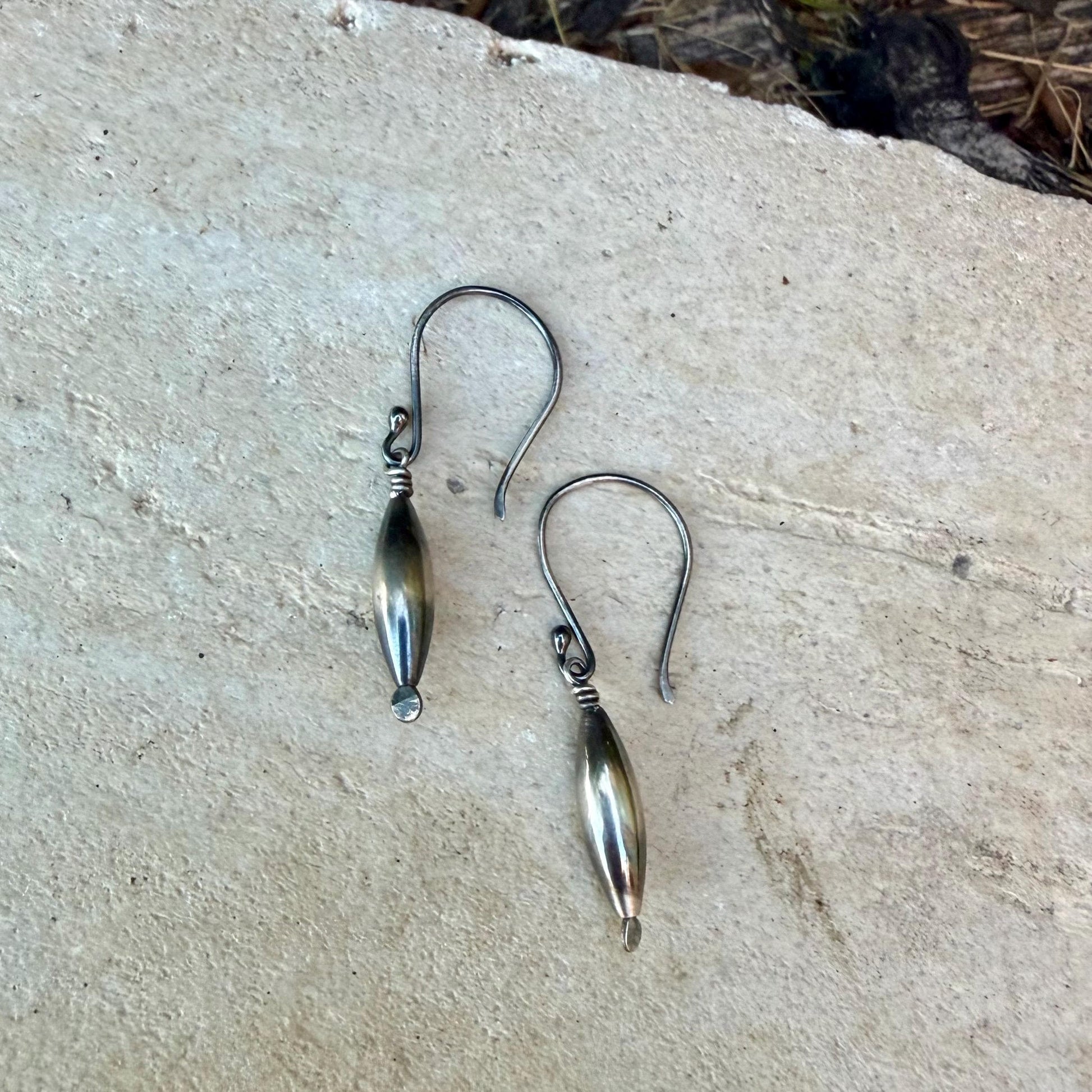 Desert Pearl Dangle Earrings, Sterling Silver Torpedo Drop Earrings