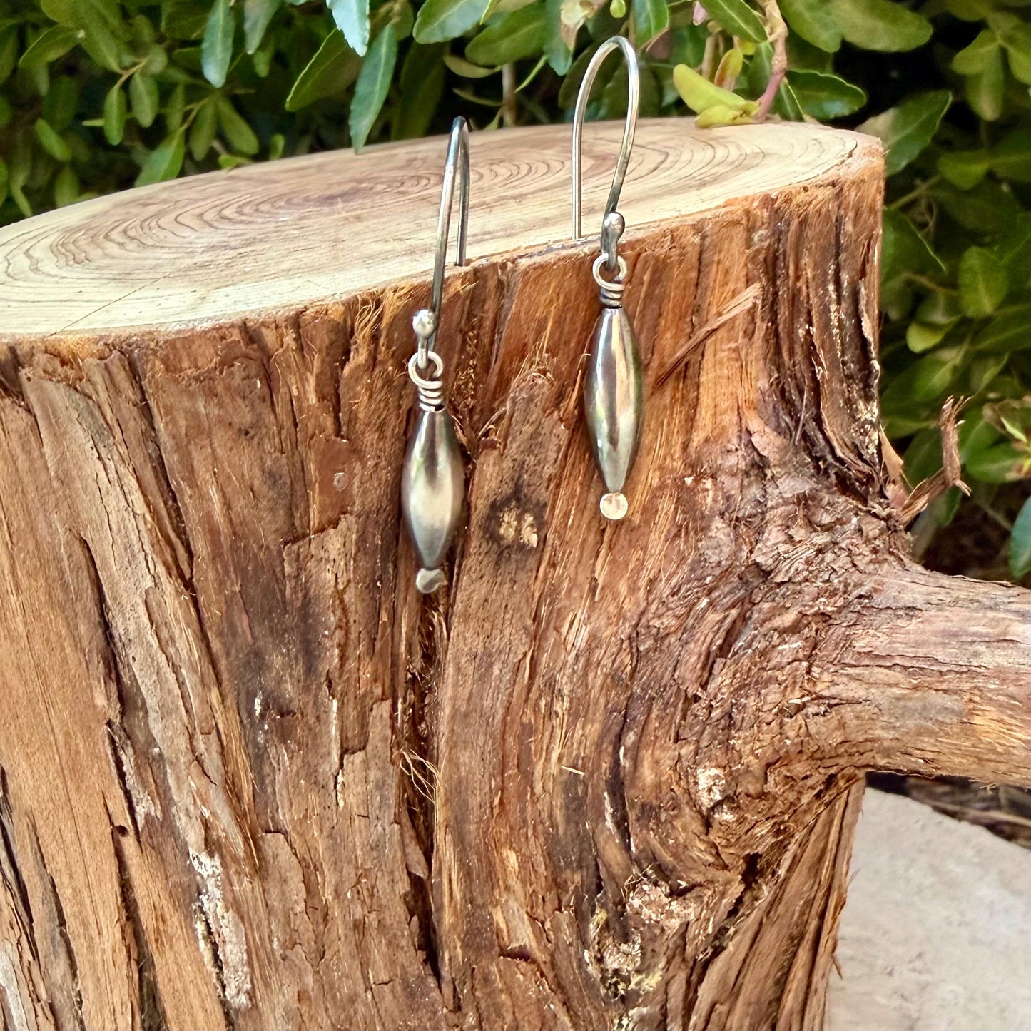 Desert Pearl Dangle Earrings, Sterling Silver Torpedo Drop Earrings
