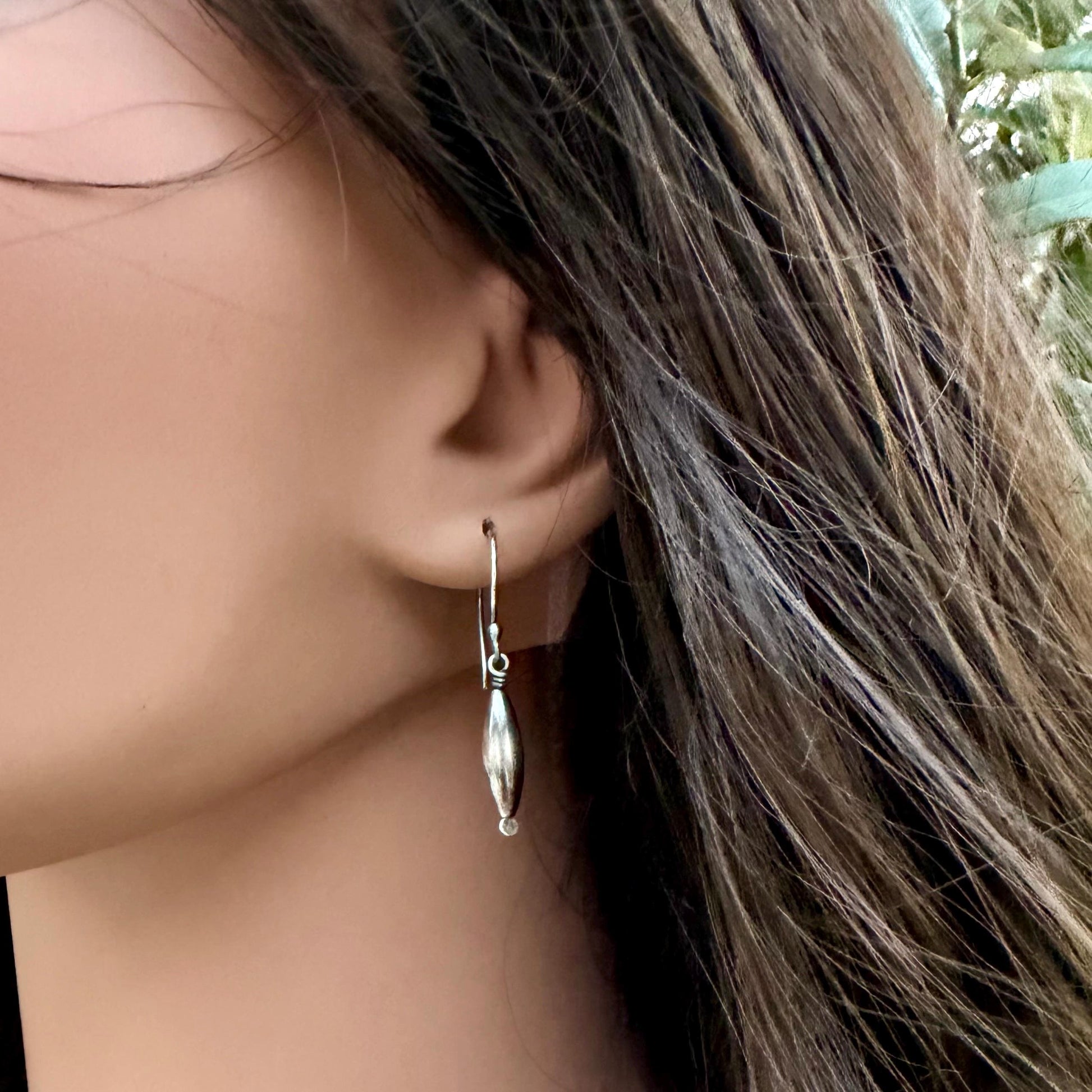 Desert Pearl Dangle Earrings, Sterling Silver Torpedo Drop Earrings