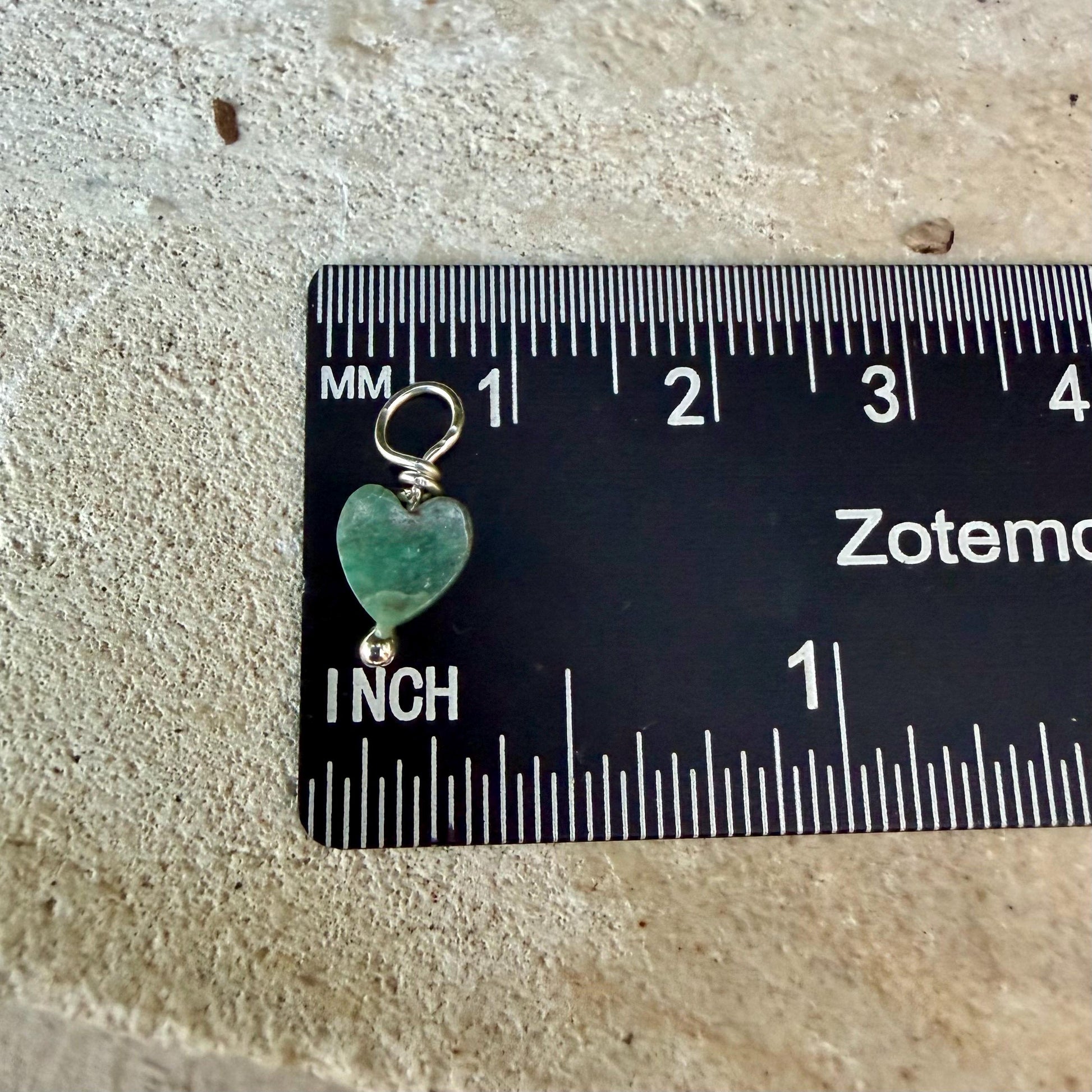 African Green Dragon Heart • 6mm Tiny Stone Charm • Sterling Wrapped