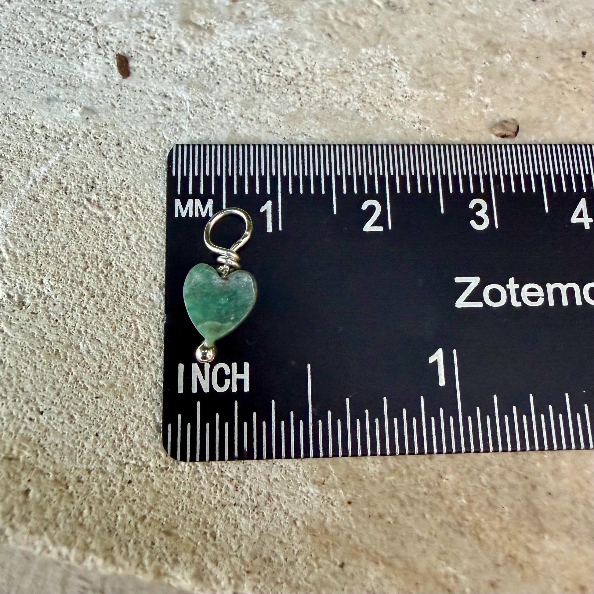 African Green Dragon Heart • 6mm Tiny Stone Charm • Sterling Wrapped