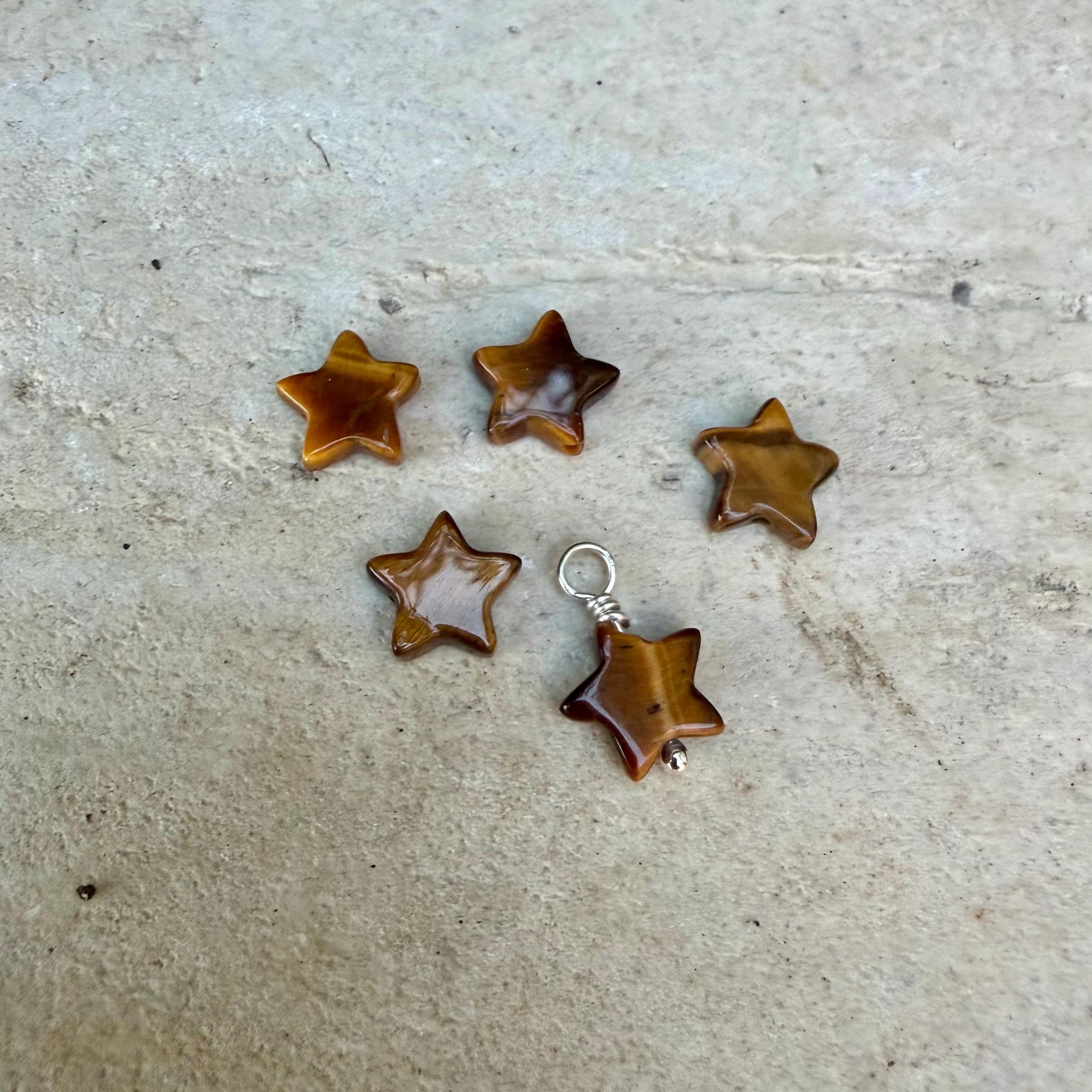 Tiger’s Eye Heart & Star Charms • 6–7mm Hearts • 10mm Star Gemstones