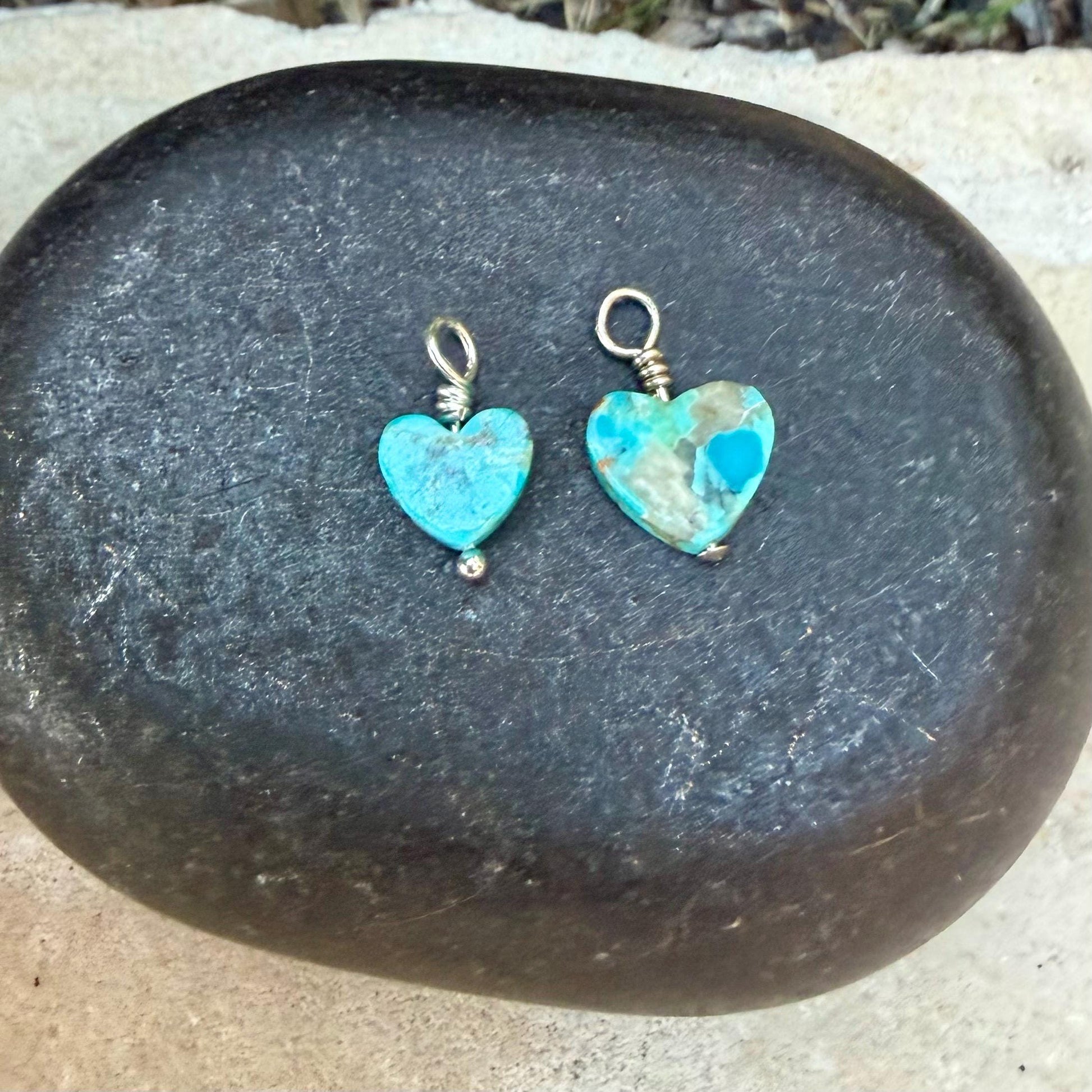 Kingman Turquoise Heart Charms • 6mm & 10mm Old‑Stock Arizona Turquoise Beads