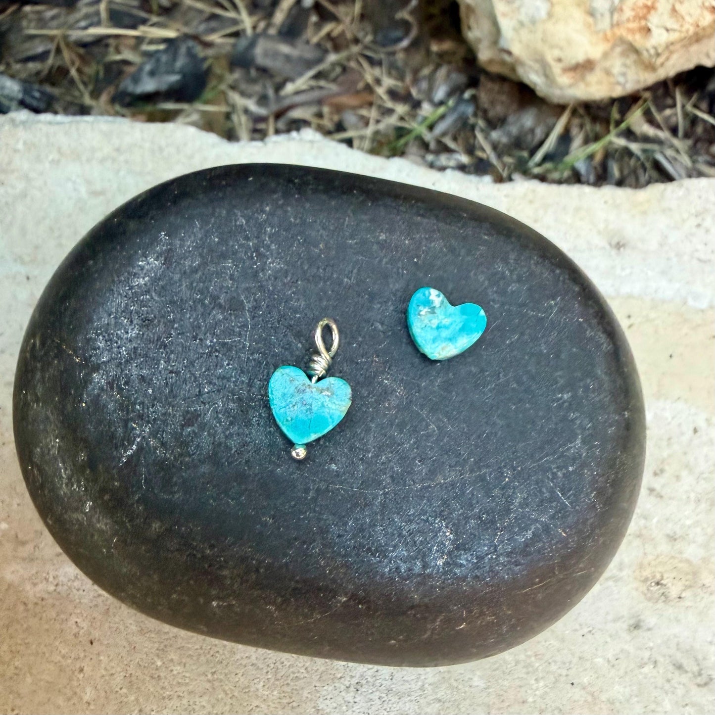 Kingman Turquoise Heart Charms • 6mm & 10mm Old‑Stock Arizona Turquoise Beads