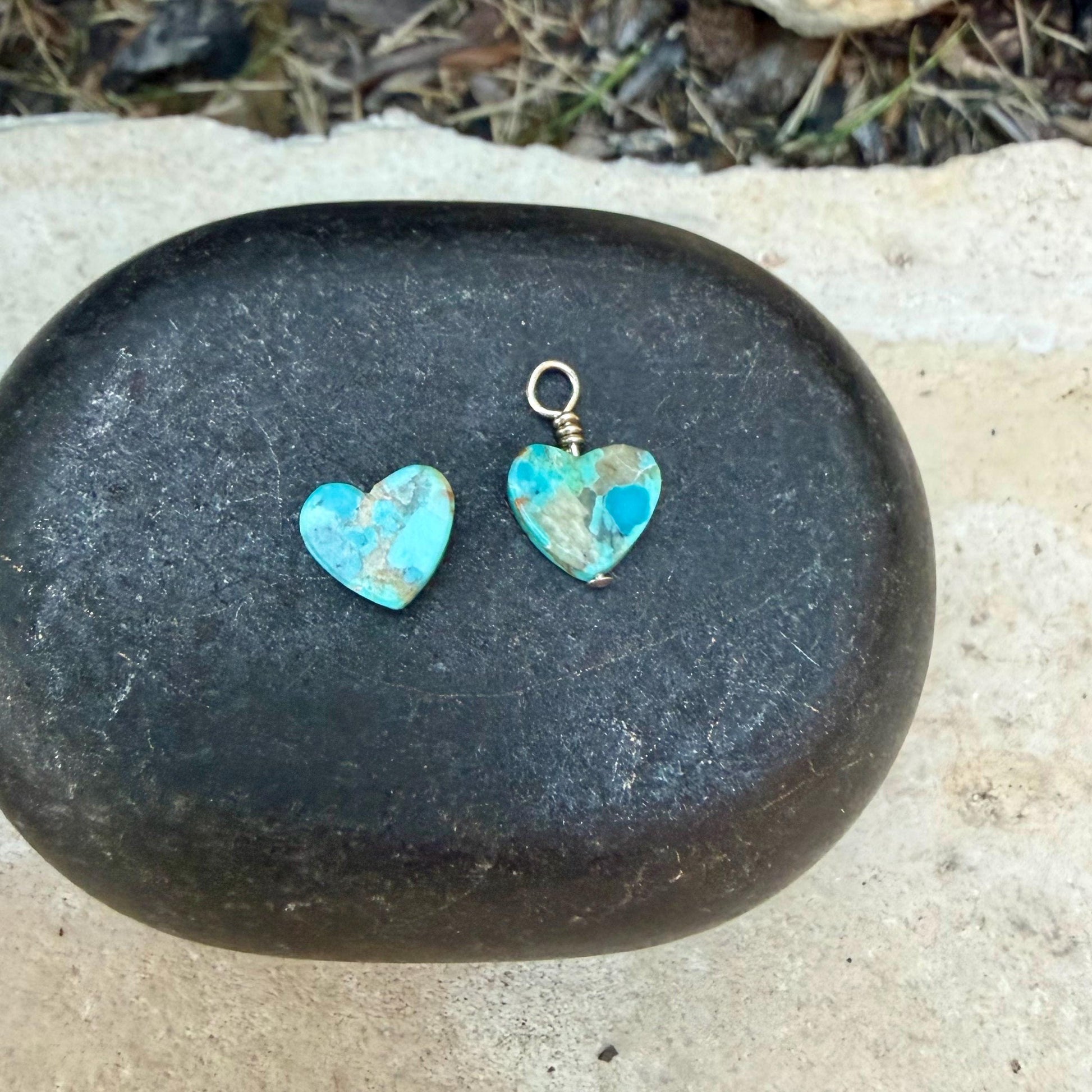 Kingman Turquoise Heart Charms • 6mm & 10mm Old‑Stock Arizona Turquoise Beads
