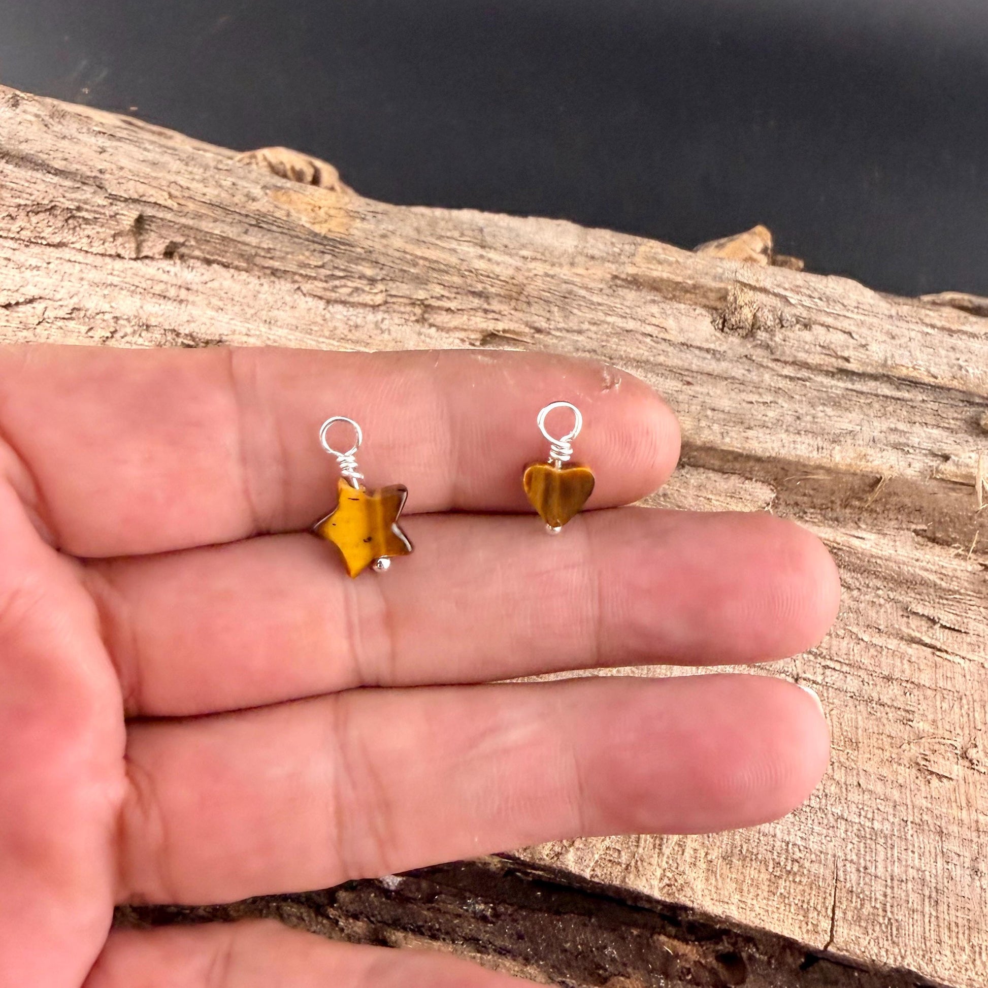 Tiger’s Eye Heart & Star Charms • 6–7mm Hearts • 10mm Star Gemstones