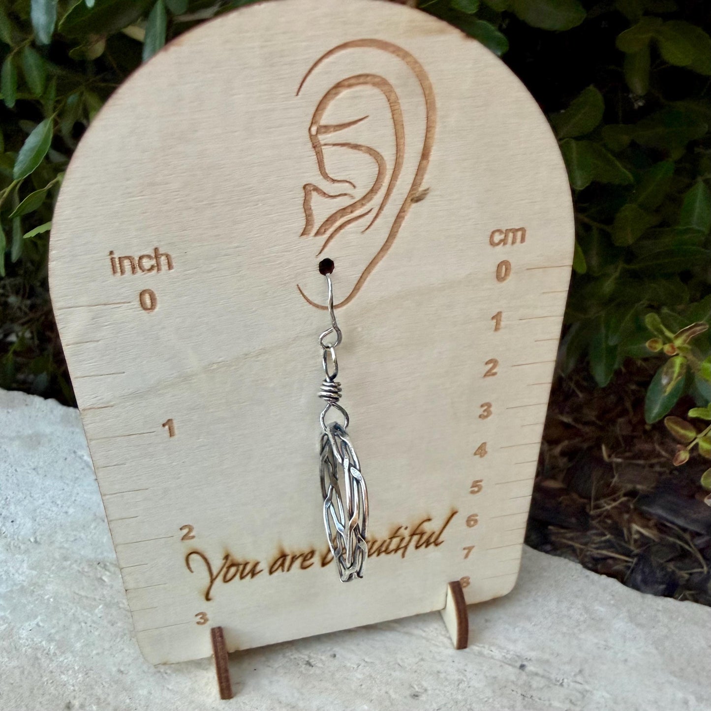 Rustic Silver Hoop Earrings • Argentium Braided Wire • 2 Inch Drop