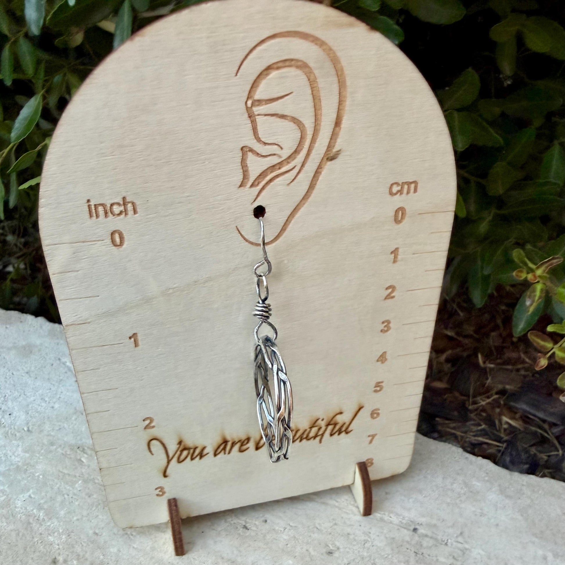 Rustic Silver Hoop Earrings • Argentium Braided Wire • 2 Inch Drop