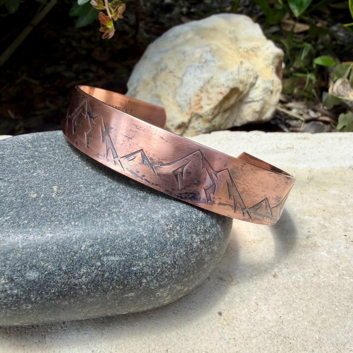 Rustic Mountains Copper Cuff • Hand‑Forged Raw Copper Bracelet