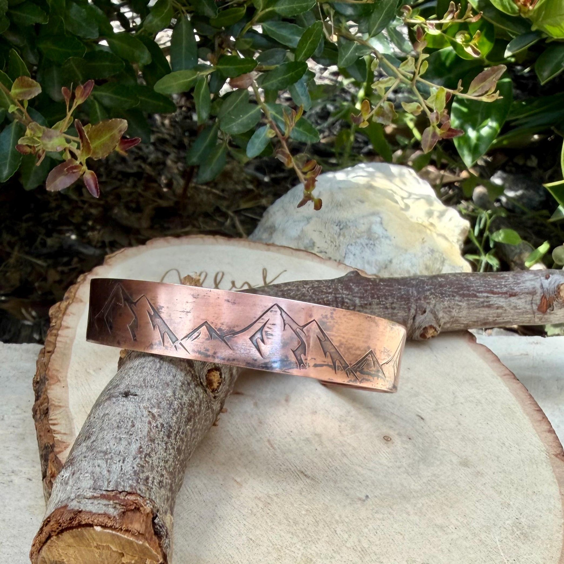 Rustic Mountains Copper Cuff • Hand‑Forged Raw Copper Bracelet