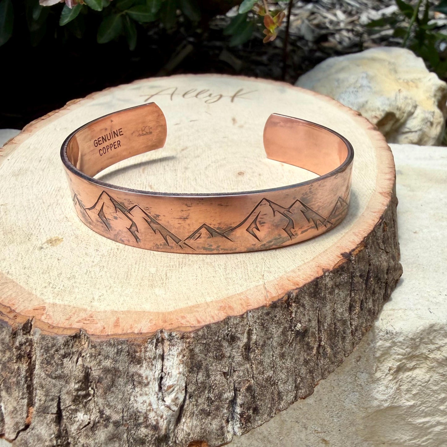 Rustic Mountains Copper Cuff • Hand‑Forged Raw Copper Bracelet