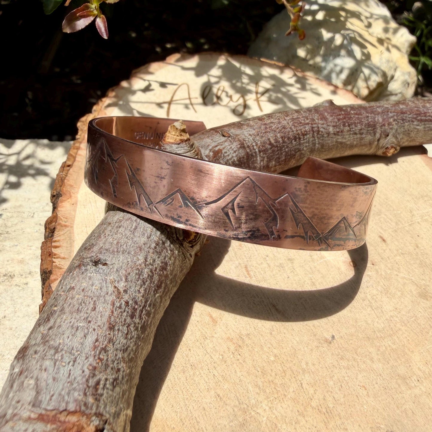 Rustic Mountains Copper Cuff • Hand‑Forged Raw Copper Bracelet