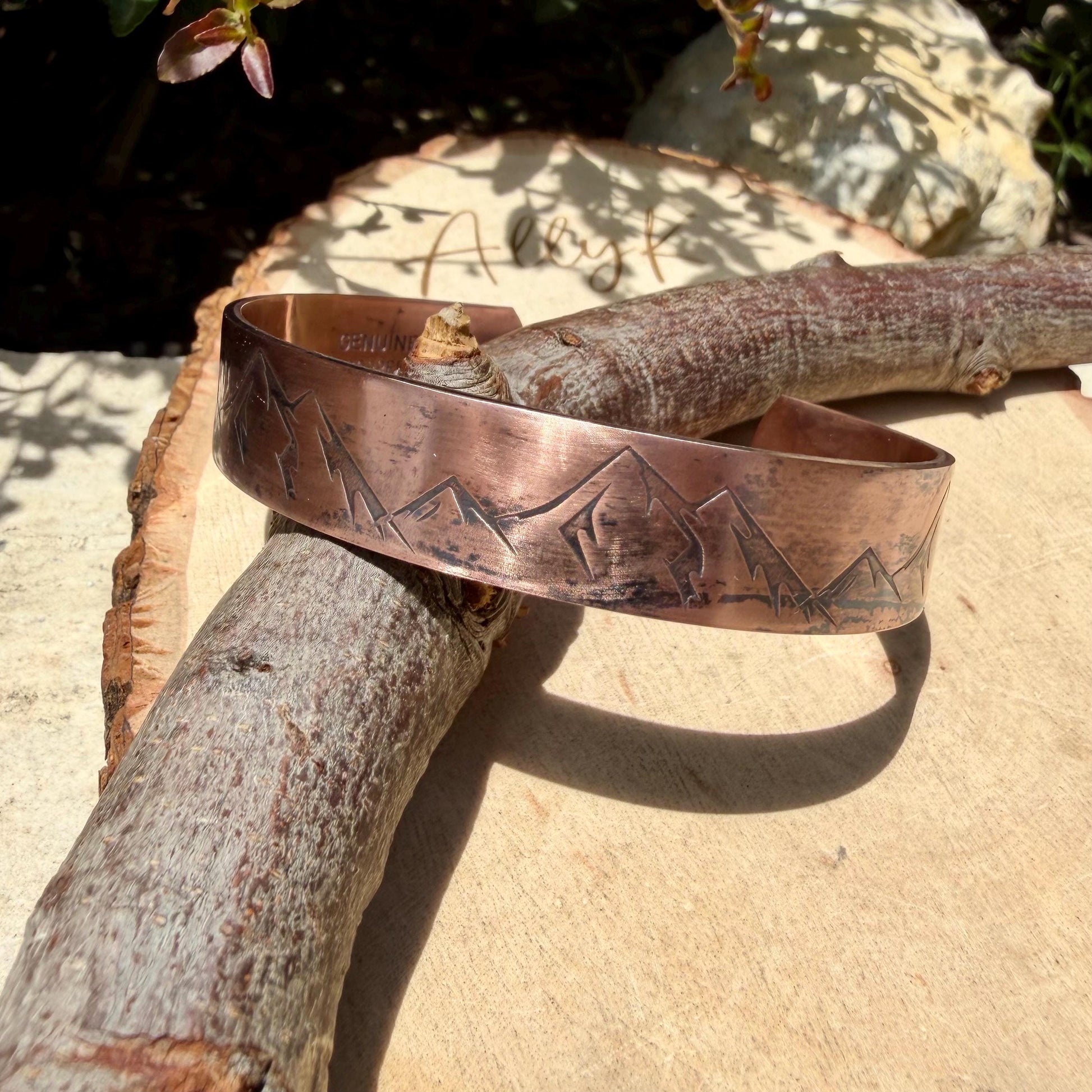 Rustic Mountains Copper Cuff • Hand‑Forged Raw Copper Bracelet