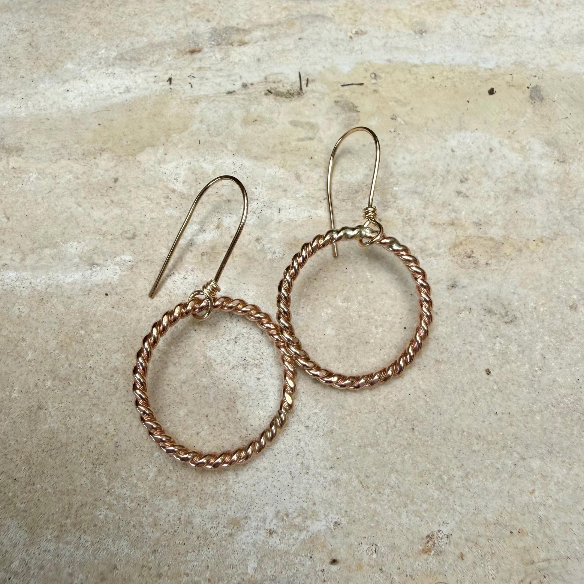 14k Gold Filled Circle Hoop Dangle Earrings • Sterling Silver Hoops