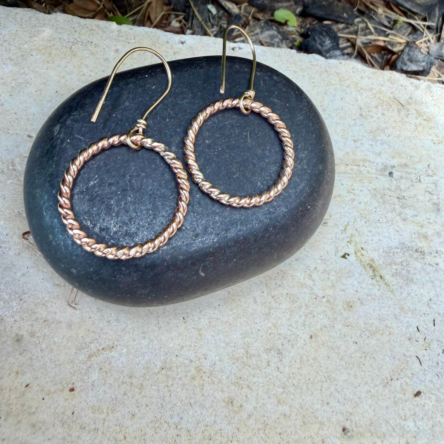 14k Gold Filled Circle Hoop Dangle Earrings • Sterling Silver Hoops