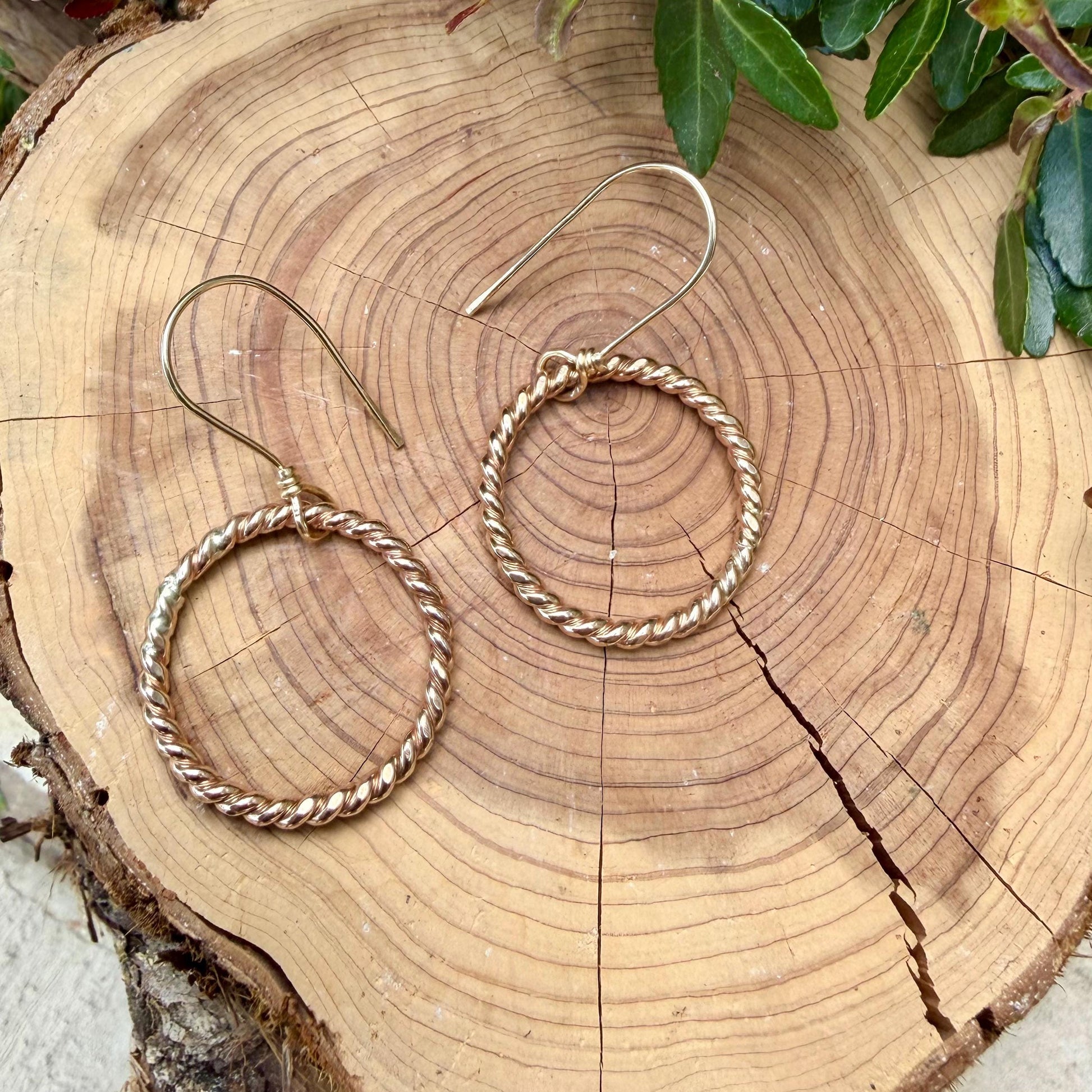 14k Gold Filled Circle Hoop Dangle Earrings • Sterling Silver Hoops