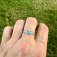 Turquoise Sterling Silver Dainty Band Ring • Number 8 Turquoise • Butterfly Floral Pattern