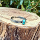 Turquoise Sterling Silver Dainty Band Ring • Number 8 Turquoise • Butterfly Floral Pattern
