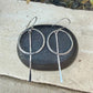 Rustic Sterling Silver Circle Dangle Earrings • Long Drop Style