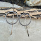 Rustic Sterling Silver Circle Dangle Earrings • Long Drop Style