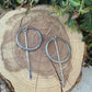 Rustic Sterling Silver Circle Dangle Earrings • Long Drop Style