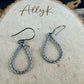 Sterling Silver Teardrop Drop Earrings – Rustic Twisted Wire Pattern