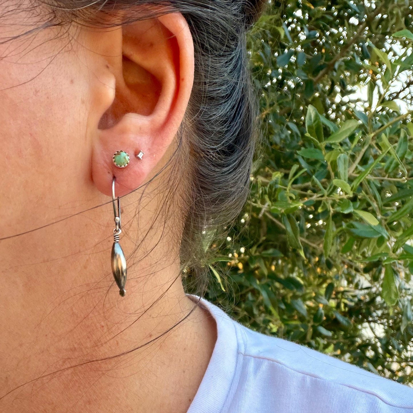 Desert Pearl Dangle Earrings, Sterling Silver Torpedo Drop Earrings