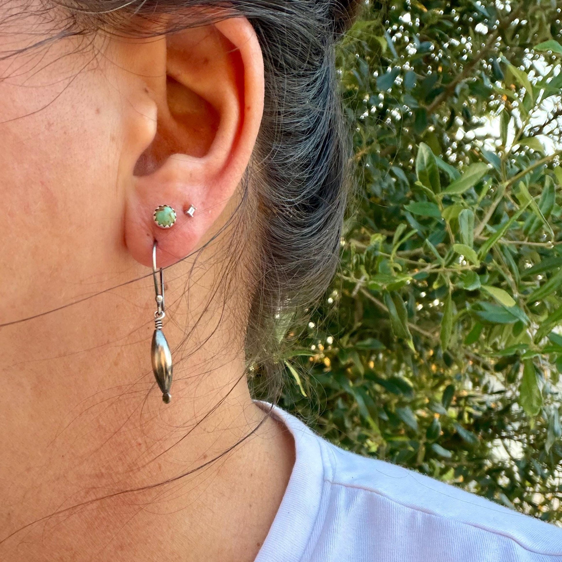 Desert Pearl Dangle Earrings, Sterling Silver Torpedo Drop Earrings