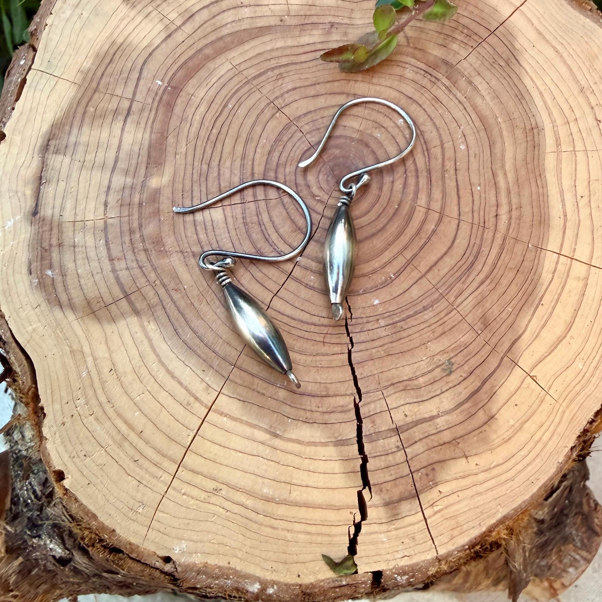 Desert Pearl Dangle Earrings, Sterling Silver Torpedo Drop Earrings