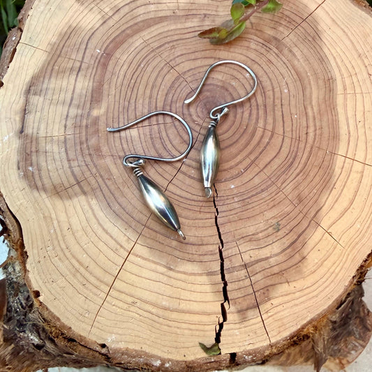 Desert Pearl Dangle Earrings, Sterling Silver Torpedo Drop Earrings