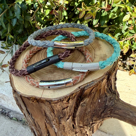 5mm Braided Suede Leather Bracelet • Bayonet Clasp • Multiple Colors