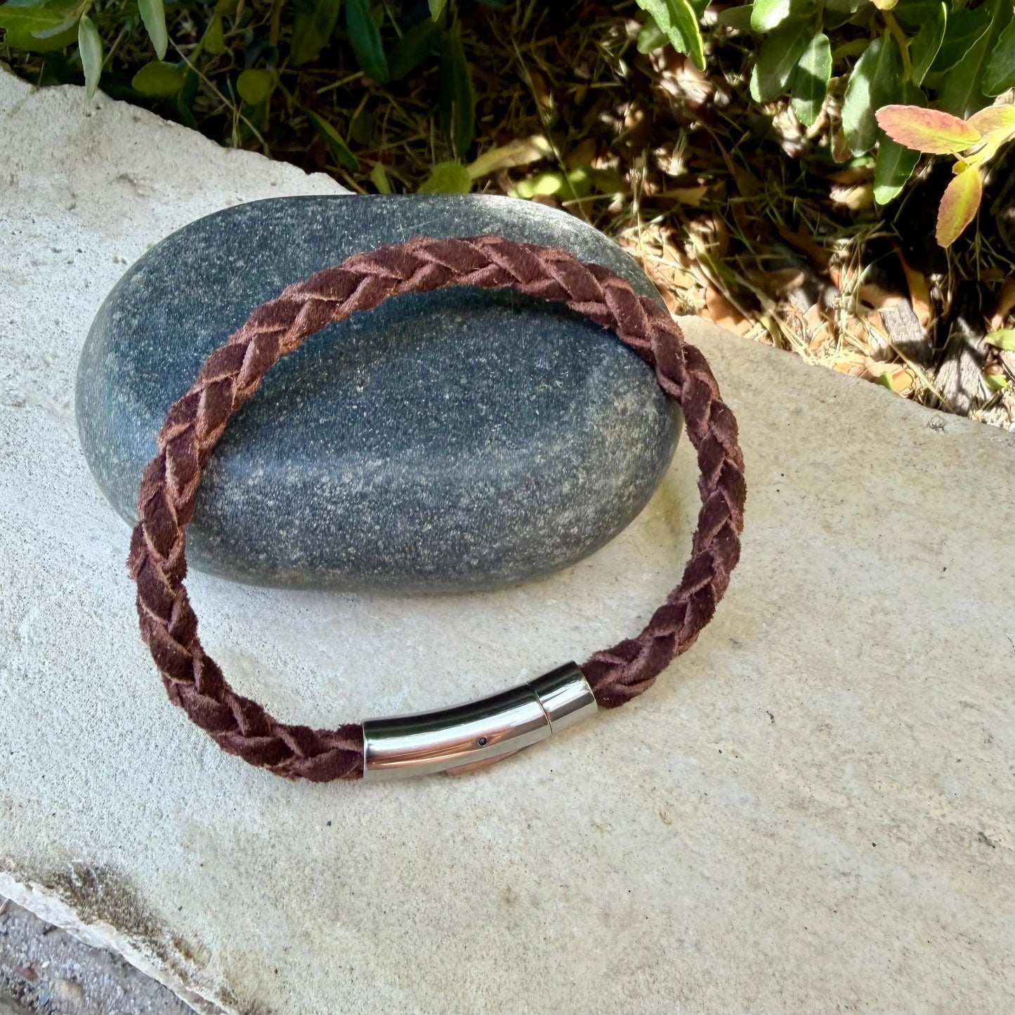 5mm Braided Suede Leather Bracelet • Bayonet Clasp • Multiple Colors