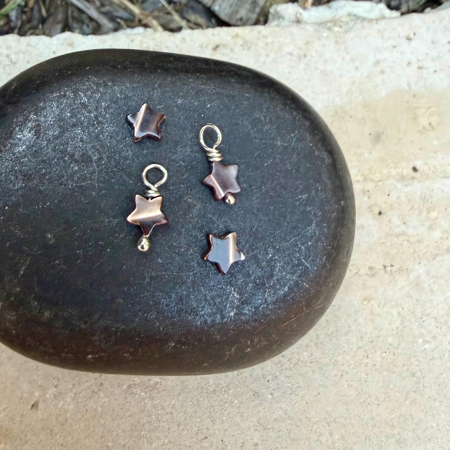 Mother of Pearl Star Bead Charms • 6mm & 13mm Sterling Silver Wrapped