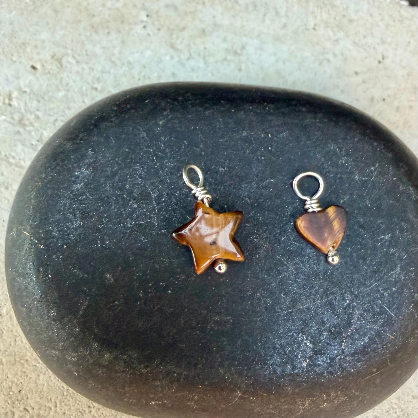 Tiger’s Eye Heart & Star Charms • 6–7mm Hearts • 10mm Star Gemstones