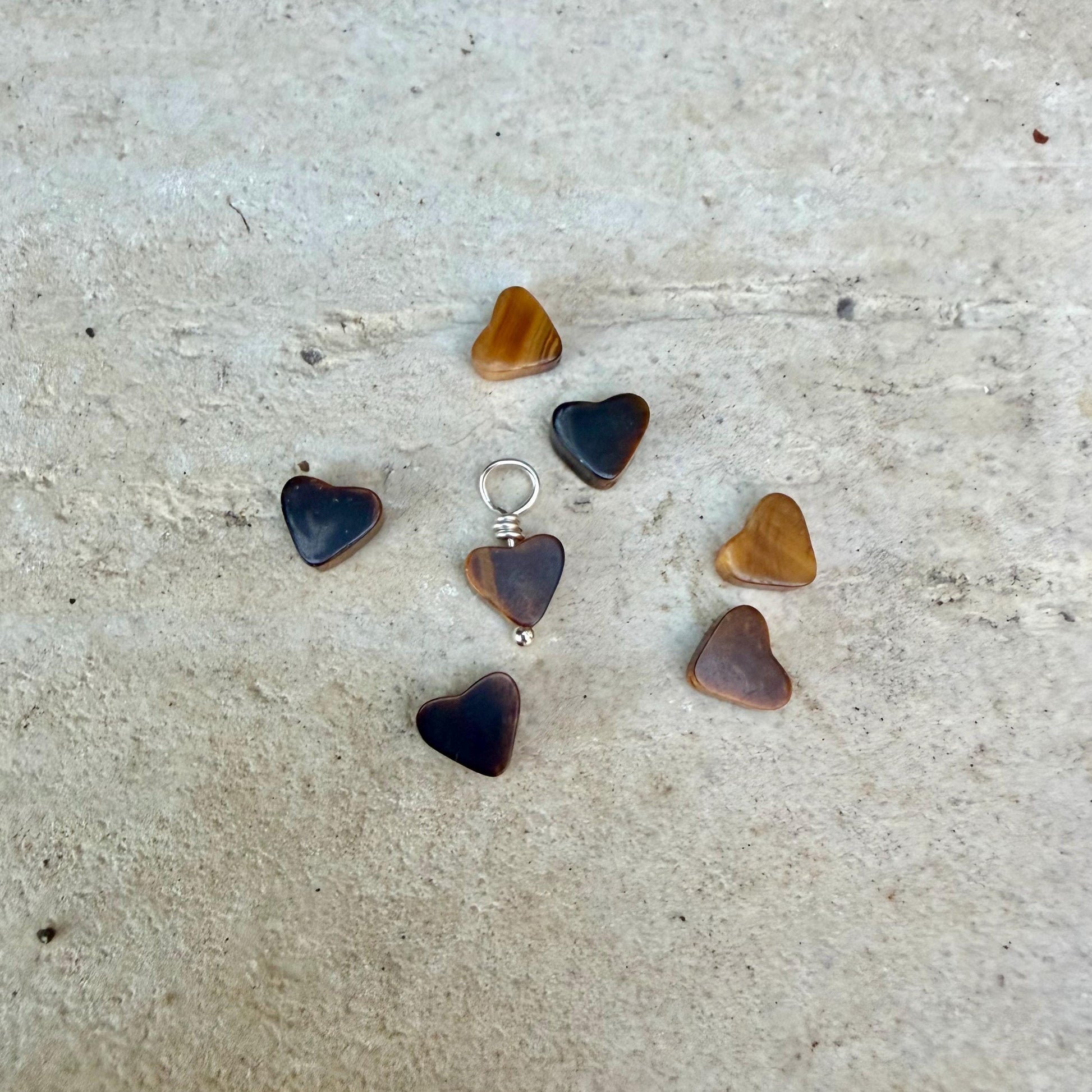 Tiger’s Eye Heart & Star Charms • 6–7mm Hearts • 10mm Star Gemstones