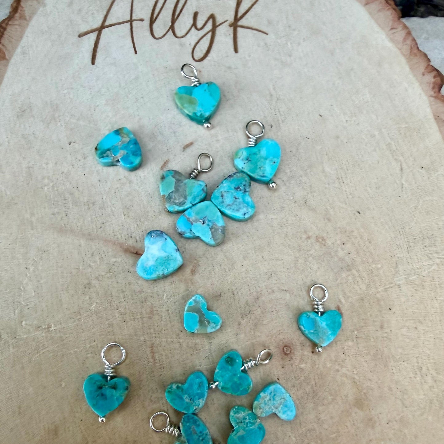 Kingman Turquoise Heart Charms • 6mm & 10mm Old‑Stock Arizona Turquoise Beads