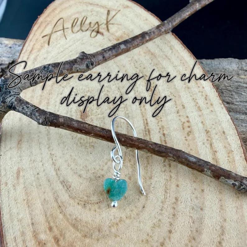 African Green Dragon Heart • 6mm Tiny Stone Charm • Sterling Wrapped