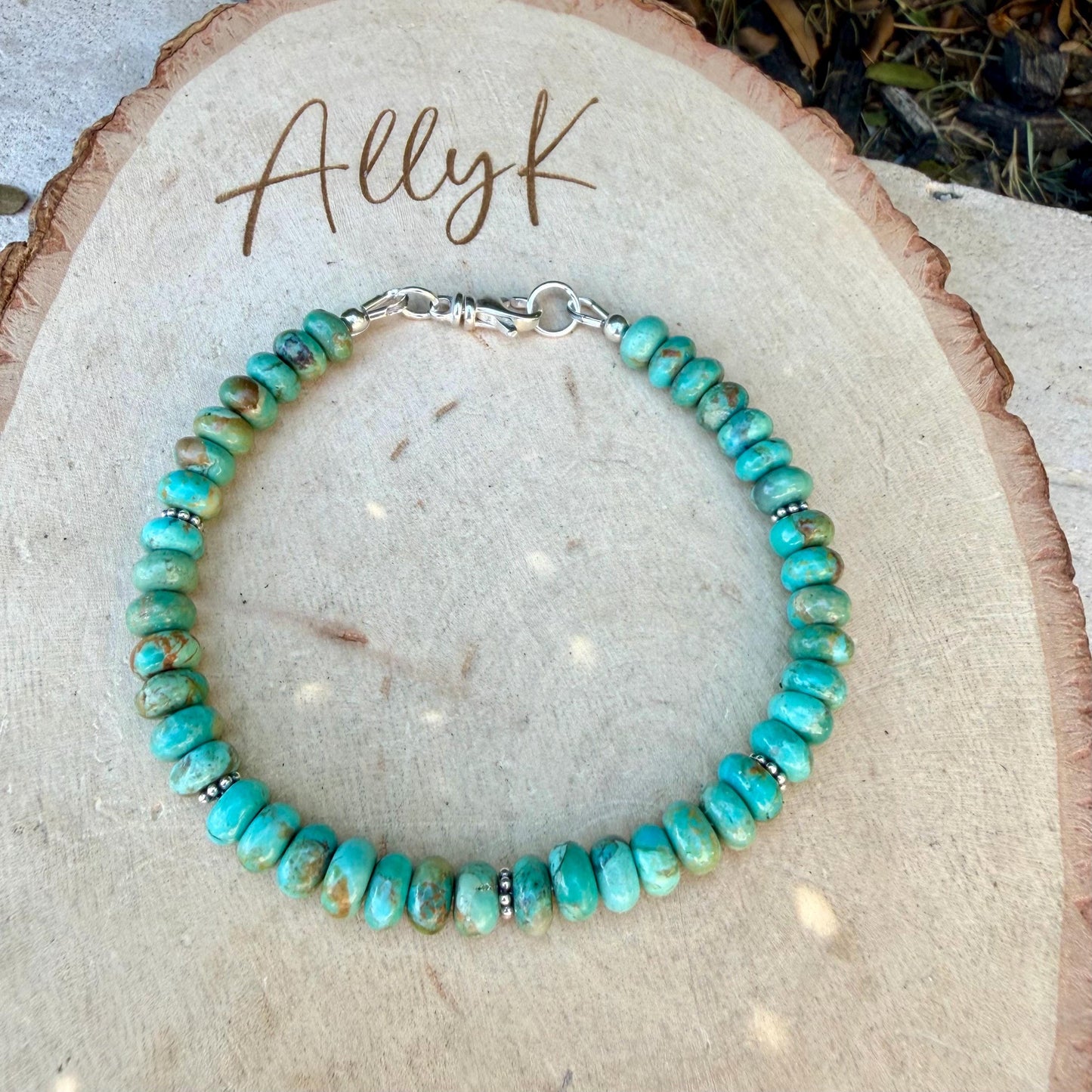 Kingman Green Turquoise Bracelet • Sterling Silver Southwest Style