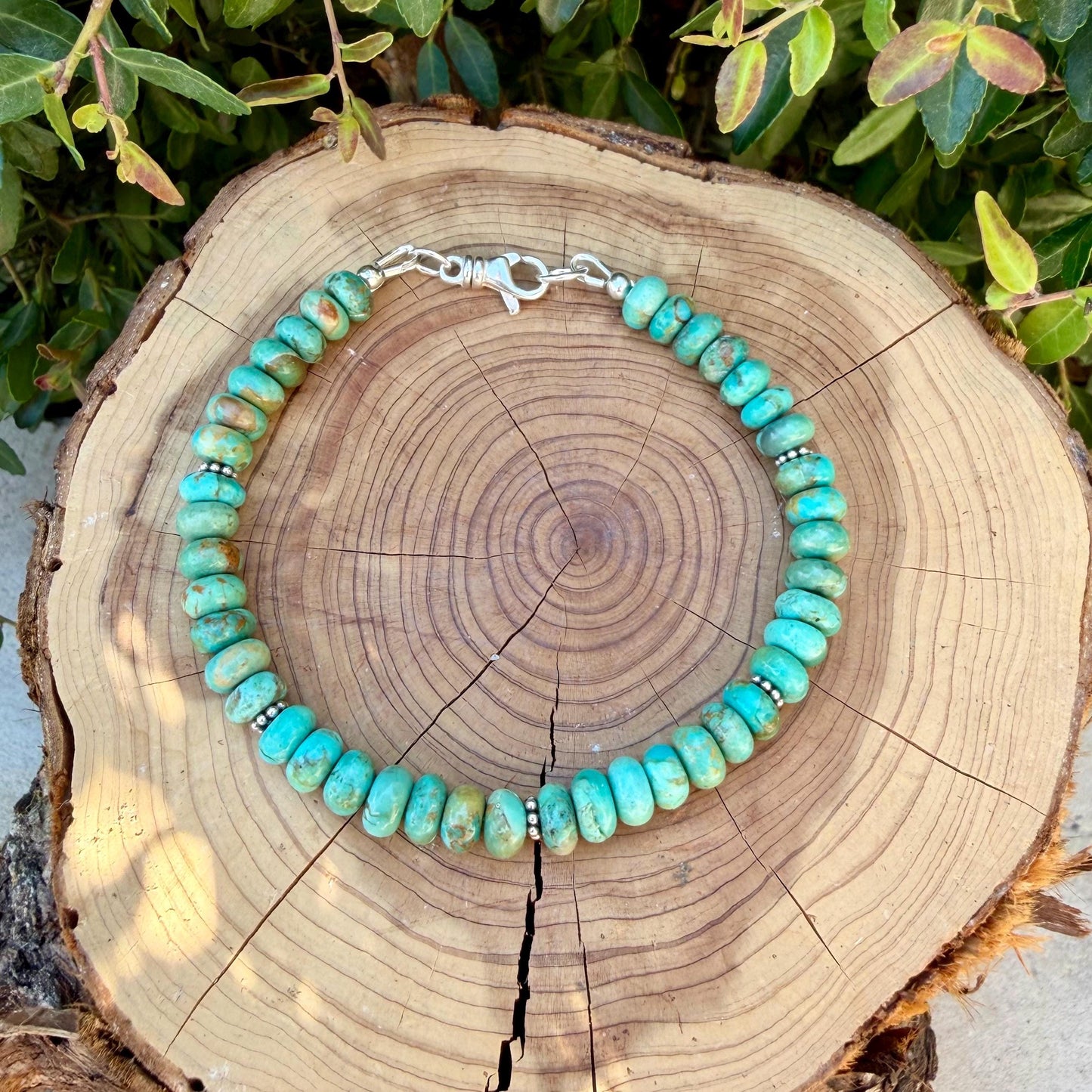 Kingman Green Turquoise Bracelet • Sterling Silver Southwest Style