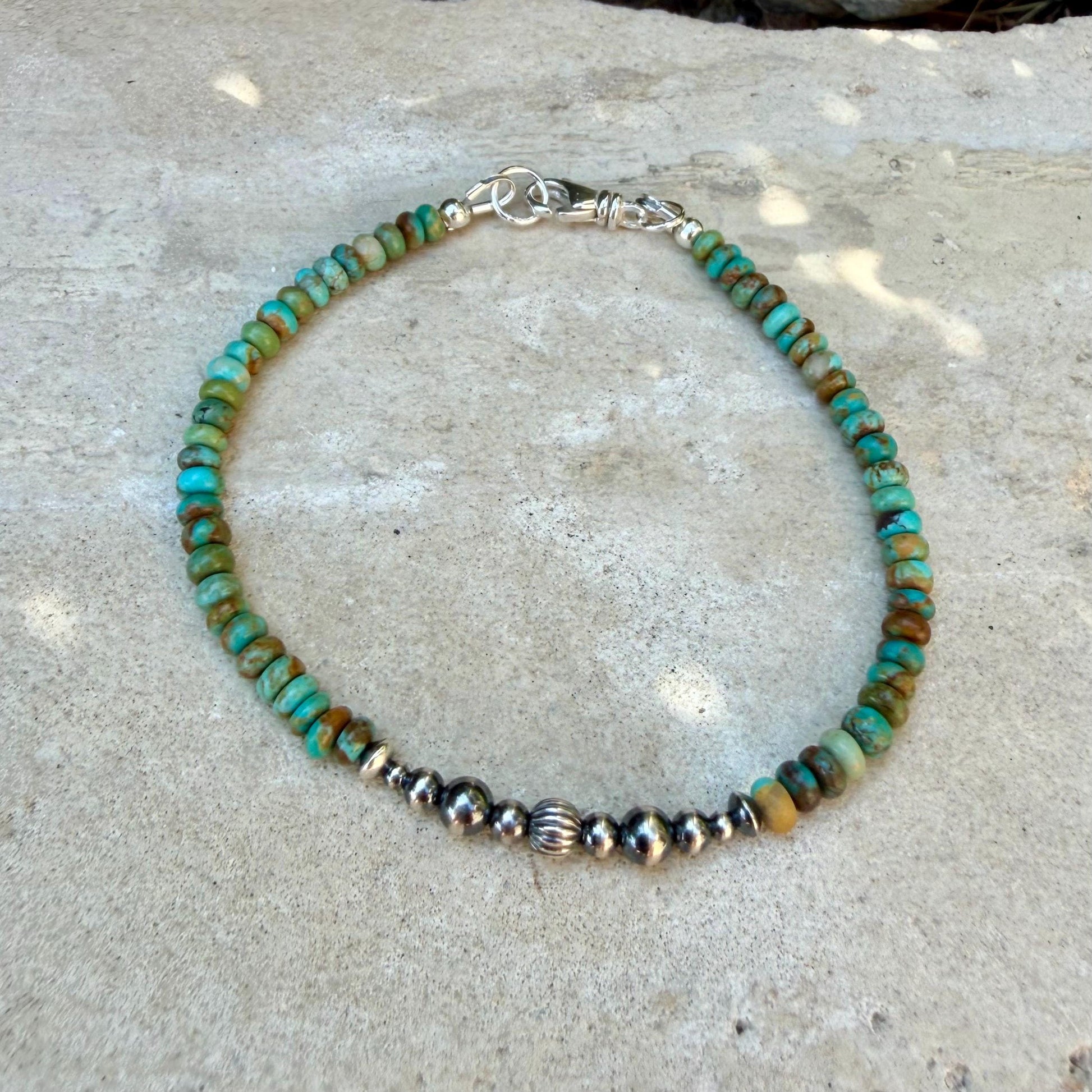 Kingman Green Turquoise & Desert Pearl Bracelet | Sterling Silver Southwestern Jewelry