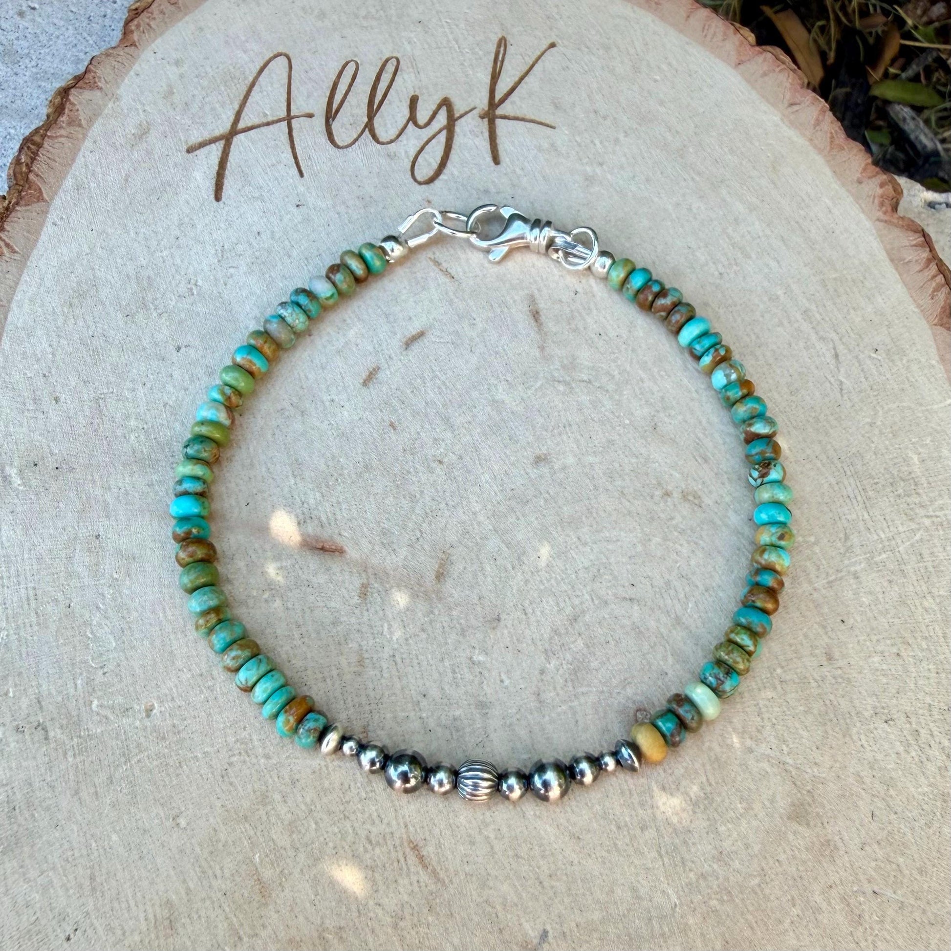 Kingman Green Turquoise & Desert Pearl Bracelet | Sterling Silver Southwestern Jewelry