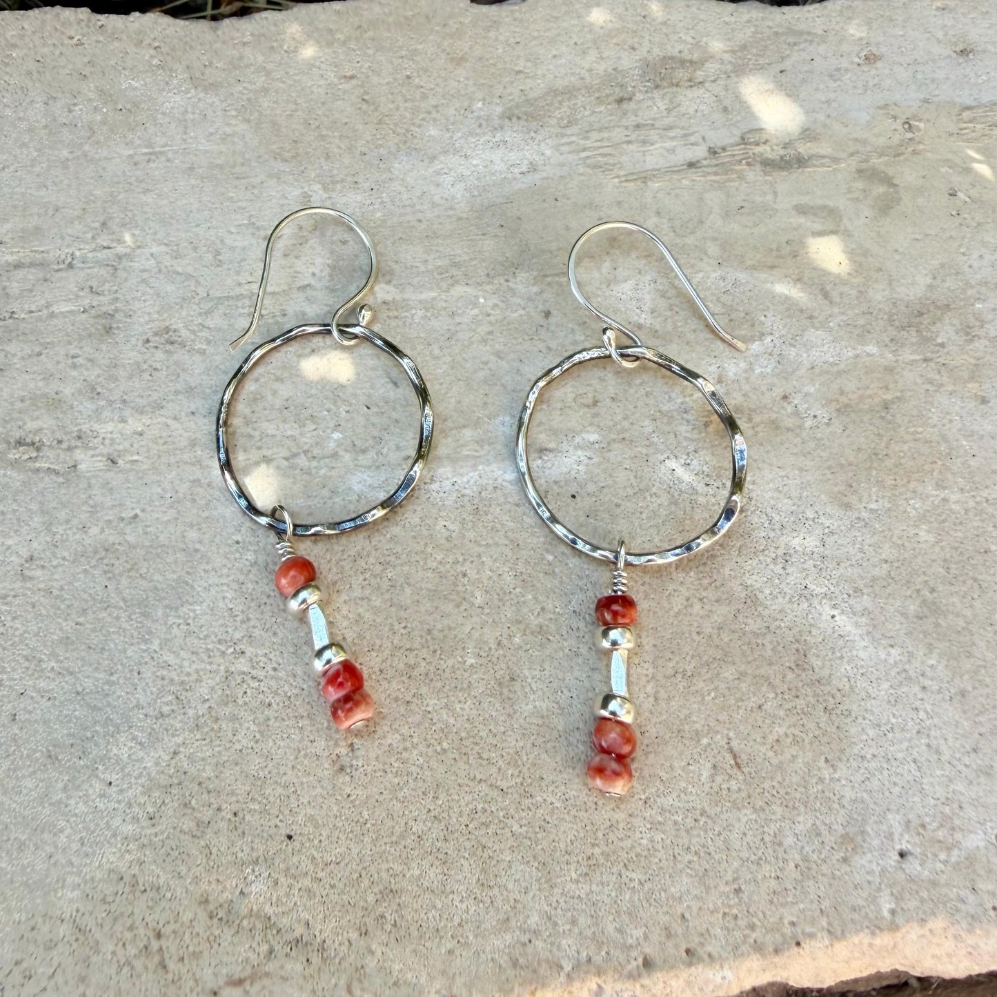 Spiny Oyster Circle Earrings • Sterling Silver • Southwestern Jewelry