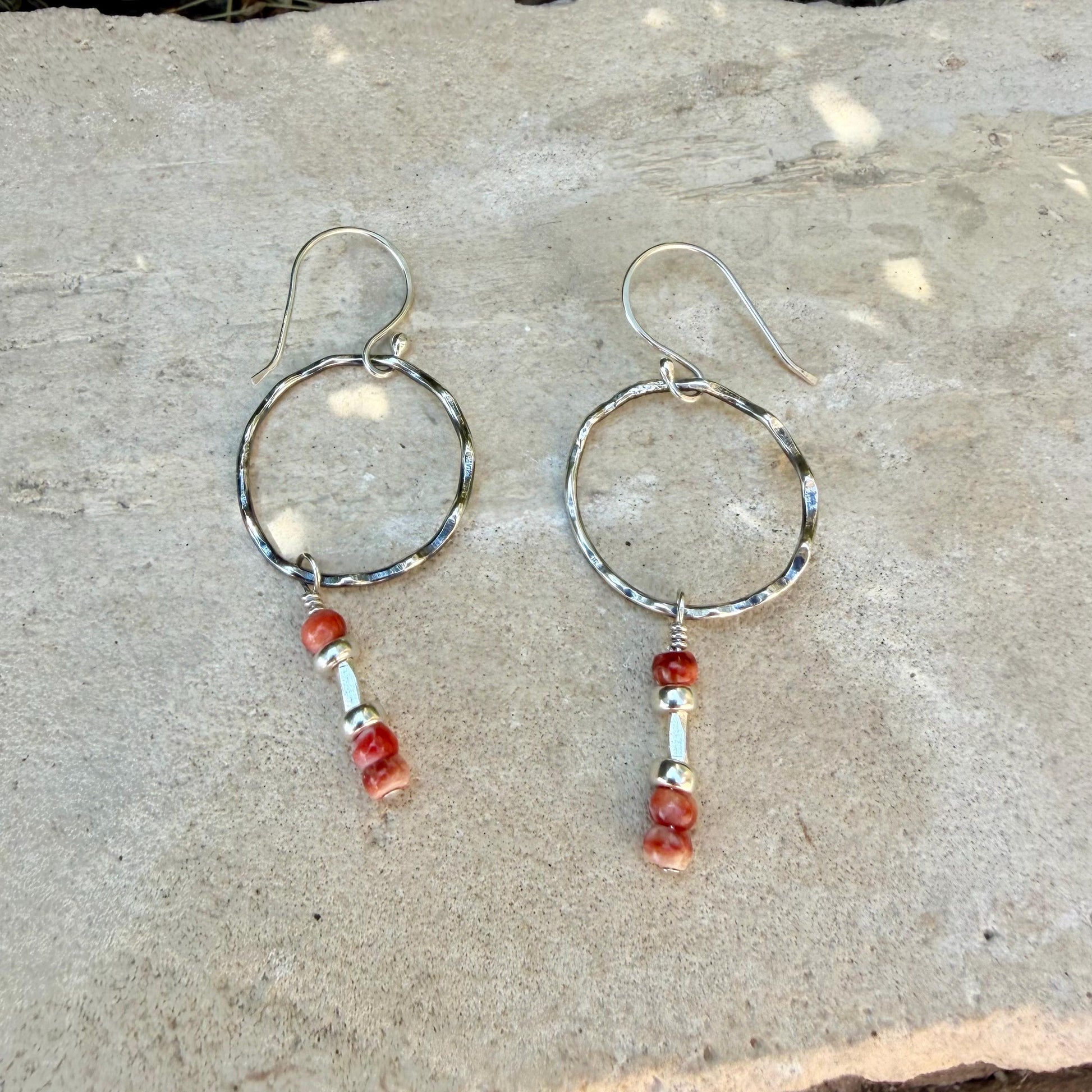 Spiny Oyster Circle Earrings • Sterling Silver • Southwestern Jewelry